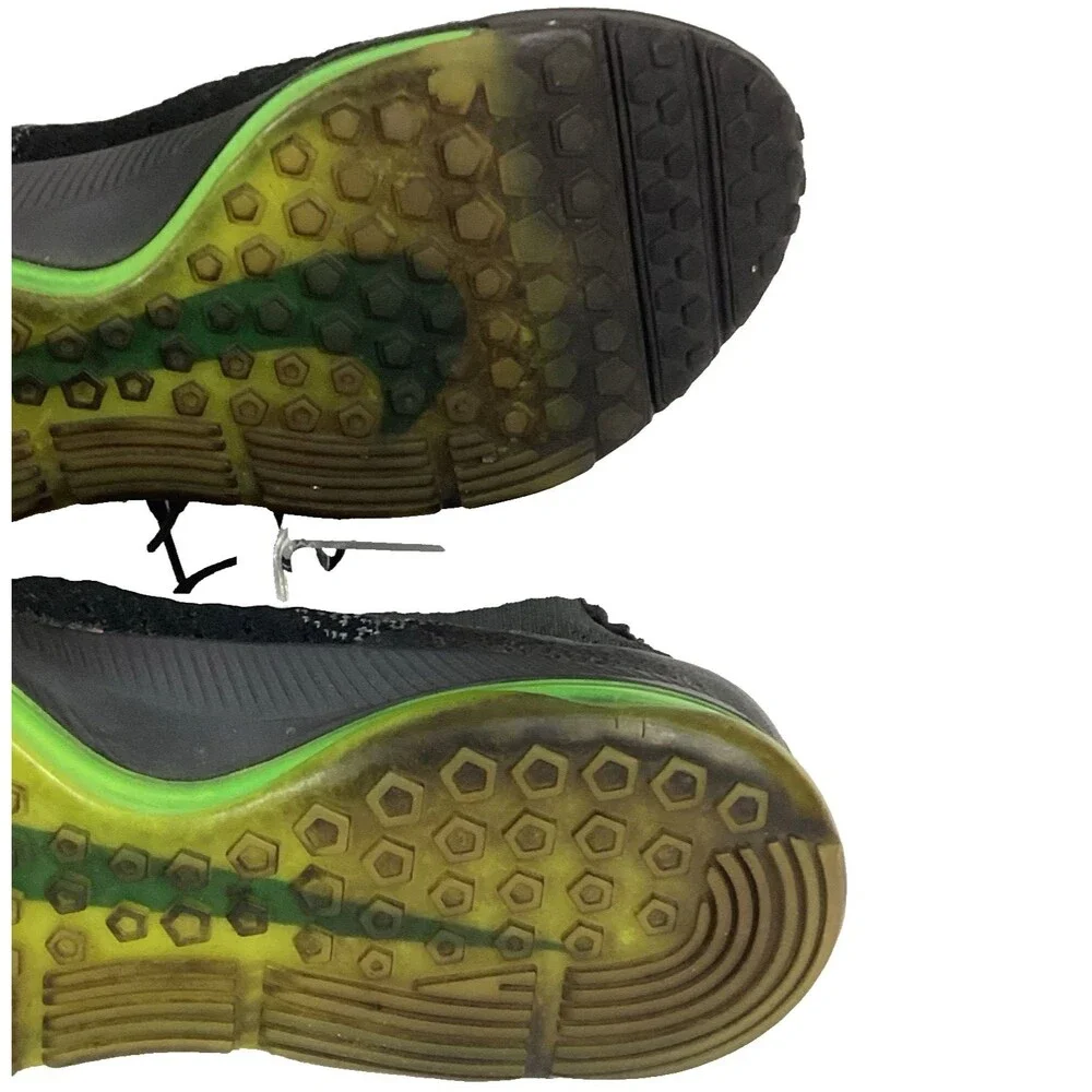 Nike Zoom All Out Flyknit Men's 8.5 Black White Volt Mid Running Shoe 844134-002